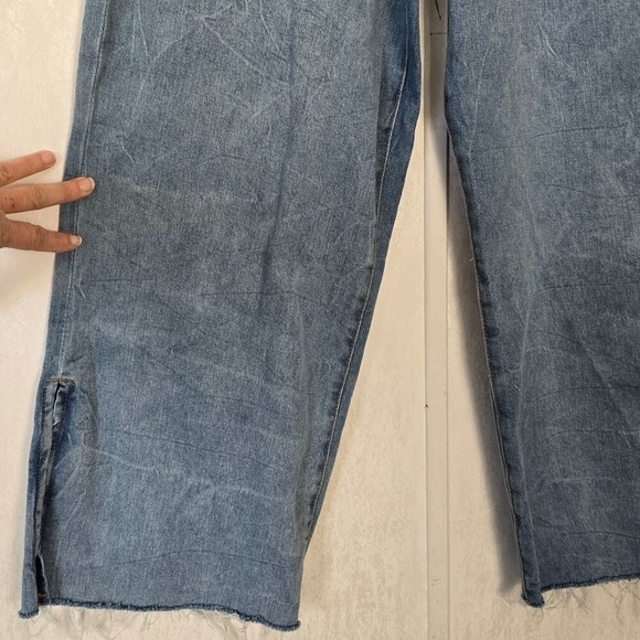 Kensie True Vintage Womens 8 Jeans Blue Denim Wide Leg Cropped Baggy Split Hem - Picture 7 of 10